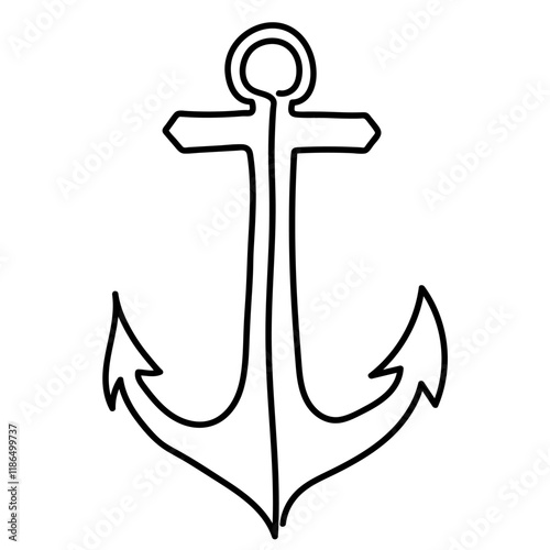 Minimalistic One-Line Anchor Illustration on a White Background photo