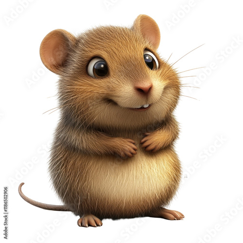 Cute 3D Cartoon Potoroo Character on transparent background Ideal for Kids' Content and Creative Projects