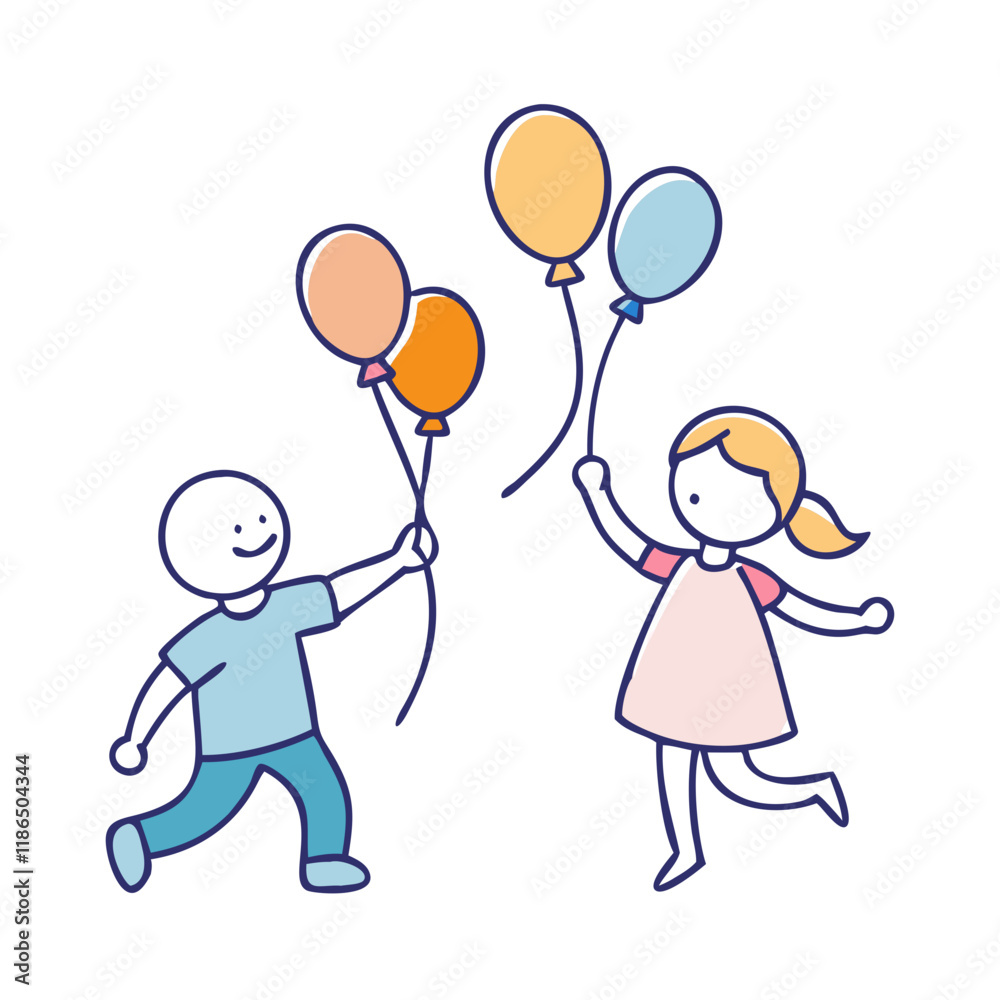 children playing with balloons vector icon, eid al-fitr vector illustration - simple illustration of children playing with balloons perfect for logos, and eid al-fitr-themed designs. children playing with balloons vector icon, eid al-fitr vector illustration - simple illustration of children playing with balloons perfect for logos, and eid al-fitr-themed designs.