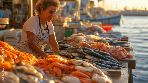 A fish market in an Italian port.