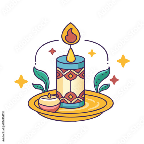 decorative eid candle vector icon, eid al-fitr vector illustration - simple illustration of decorative eid candle perfect for logos, and eid al-fitr-themed designs.