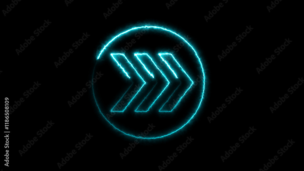 Glowing neon arrow sign icon Isolated on Black Background Glowing neon arrow sign icon Isolated on Black Background
