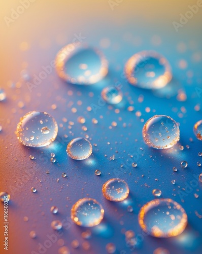 Wallpaper Mural A close up of water droplets on a blue and orange surface Torontodigital.ca