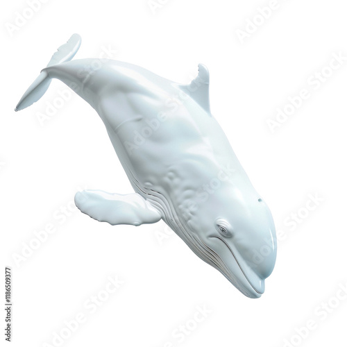 Photorealistic Beluga Whale Isolated on Clean transparent background for. photo