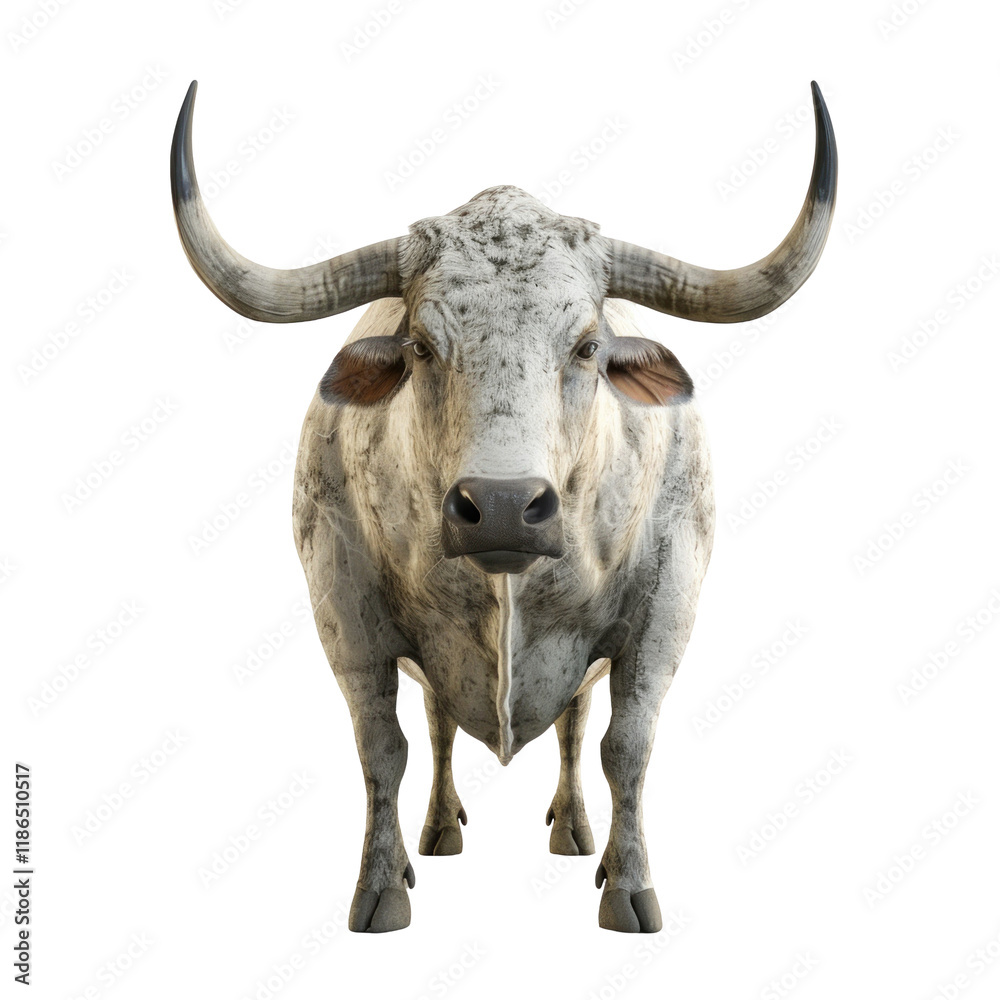 Naklejka premium Photorealistic Image of a Majestic Bull Isolated on a Clean transparent background. Needs