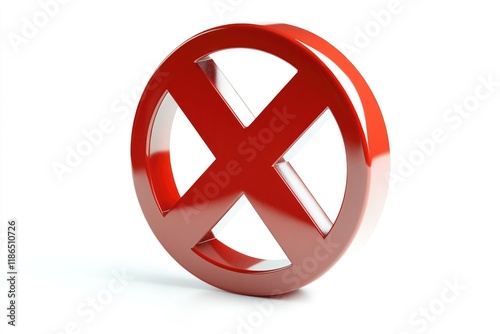 A simple red X mark on a clean white surface, perfect for indicating cancellation or rejection photo