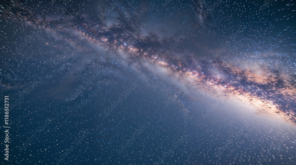 Obraz premium Milky Way and night sky photographed with a wide angle lens stormy skies, high tension, commercial quality, professional lighting.