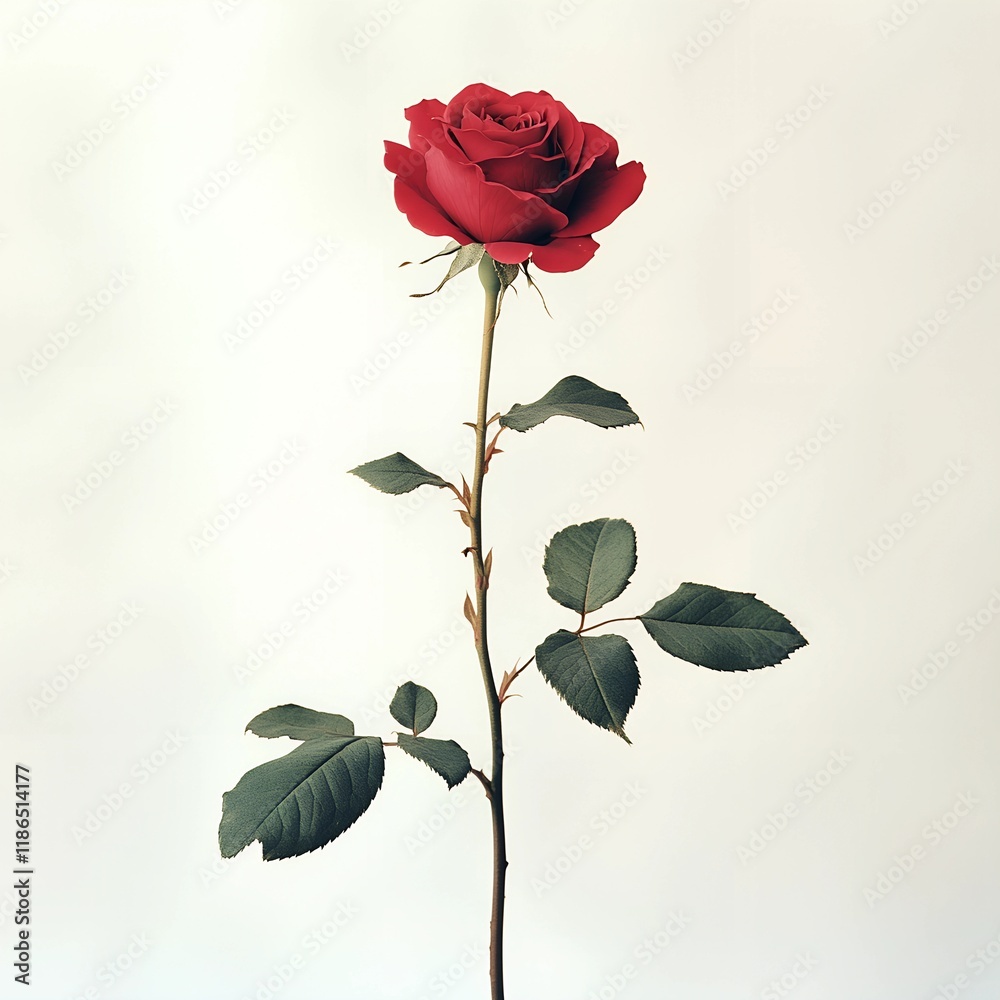 Fototapeta premium Red Rose flower isolated on white background
