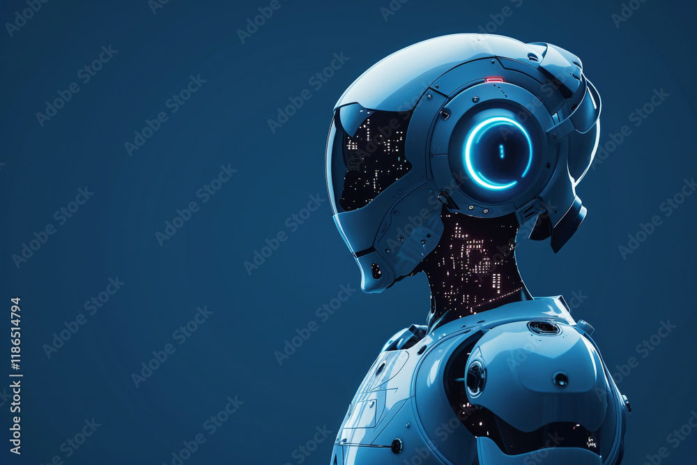 Digital Avatar: Artificial Intelligence with Blue Themed Copy Space Digital Avatar: Artificial Intelligence with Blue Themed Copy Space