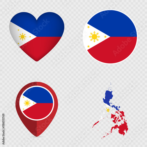 Philippines Flag Icons Pack. Vector illustration. Free Download Philippines Flag Icons Pack. Vector illustration. - GFXLoad