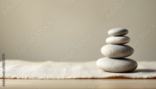 zen, stones, stacked, smooth, neutral, cloth, surface, soft, natural, lighting, plain, background, balance, harmony, calm, minimalist, serene, tranquil, meditative, peaceful, nature, simplicity, photo