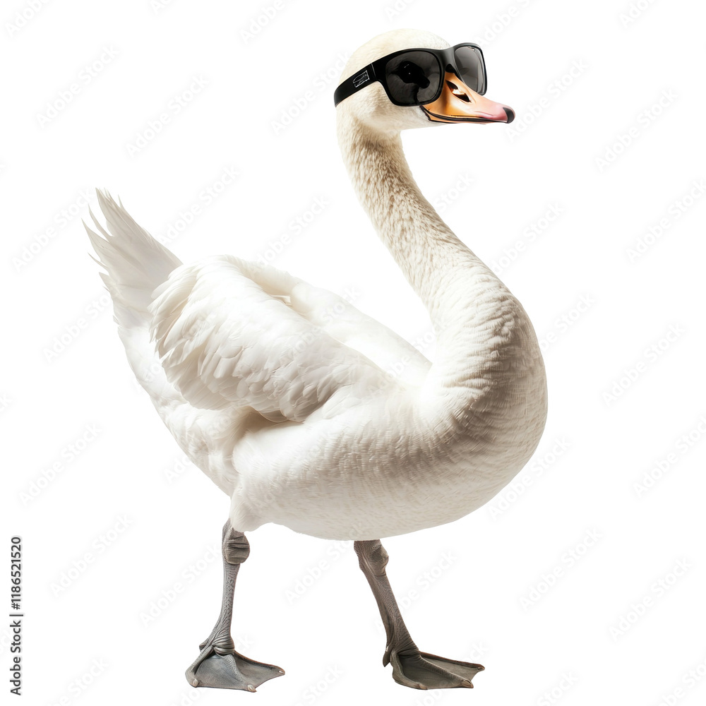 Funny Swan Dancing While Wearing Large Sunglasses on a Bright Day Captured in Stunning Detail Funny Swan Dancing While Wearing Large Sunglasses on a Bright Day Captured in Stunning Detail
