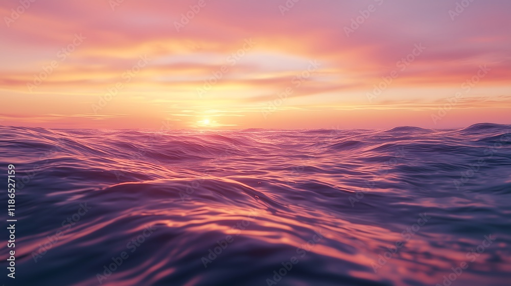 Obraz premium Sunset waves rolling over ocean
