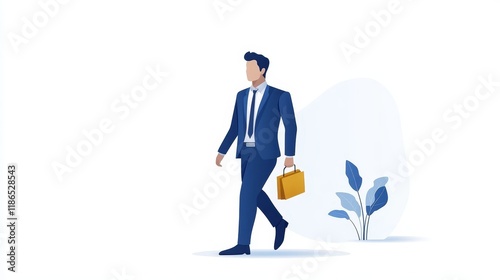 Businessman in a suit with briefcase commuting to work in the city