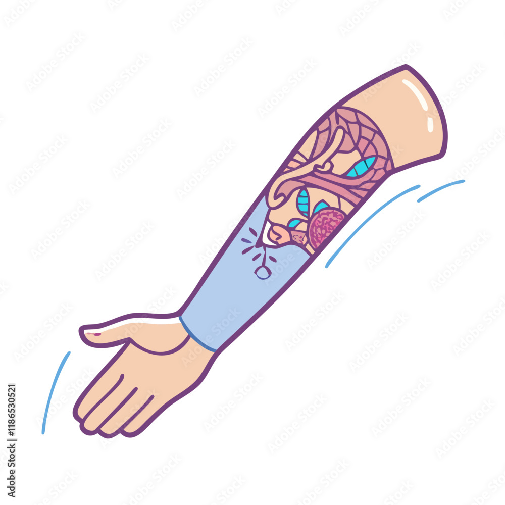 fake tattoo sleeve vector icon, fools’ day vector illustration - simple illustration of fake tattoo sleeve perfect for logos, and fools’ day-themed designs.