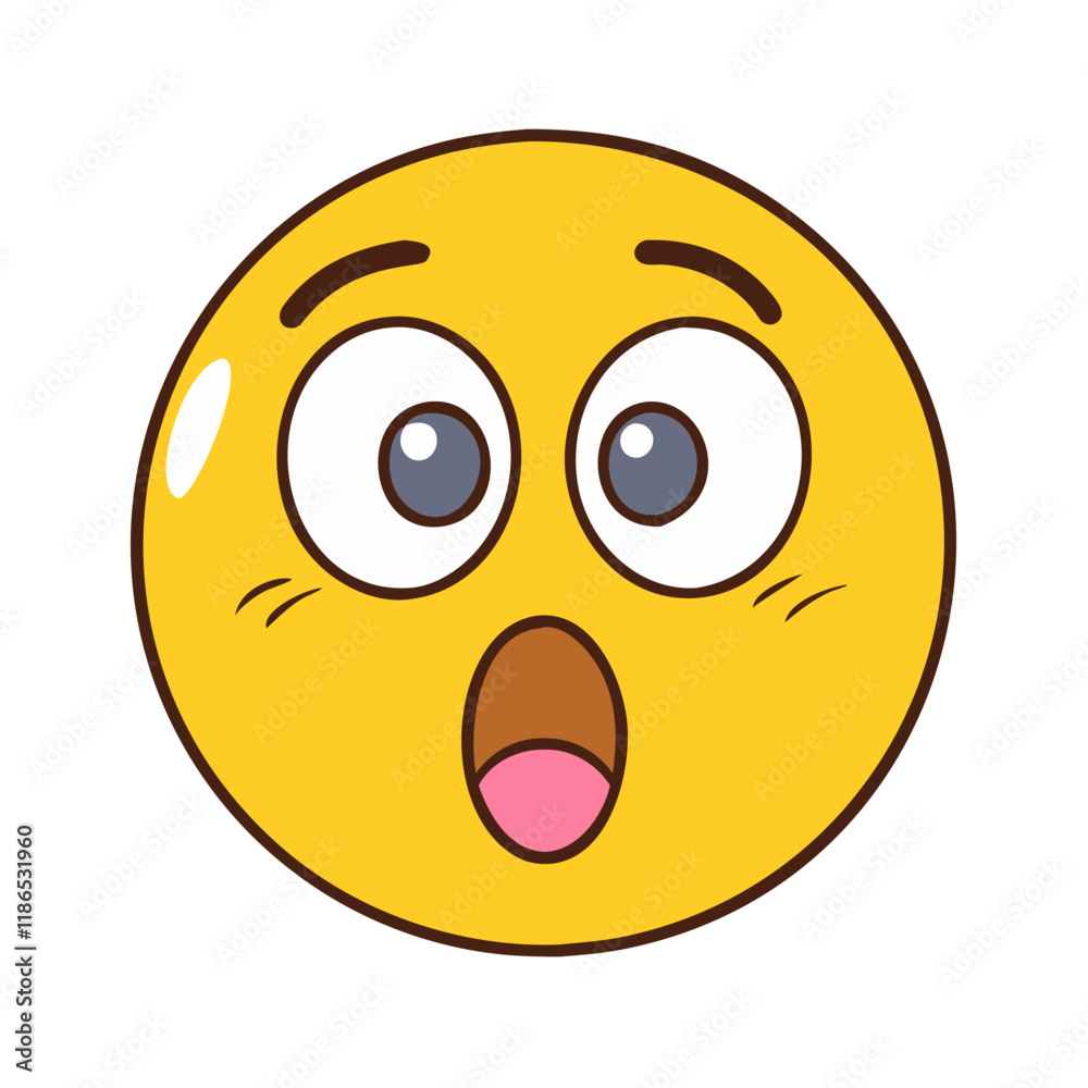 Fototapeta premium shocked emoji vector icon, fools’ day vector illustration - simple illustration of shocked emoji perfect for logos, and fools’ day-themed designs.
