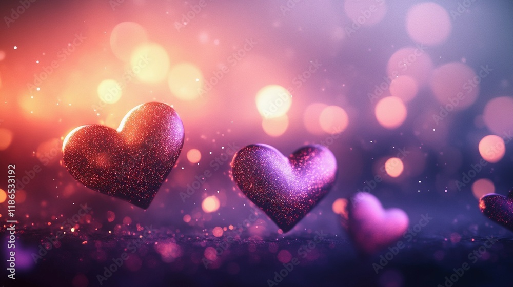 Soft blurred heart-shaped lights glowing over a dark velvet background, creating a tender romantic atmosphere, book illustration style Soft blurred heart-shaped lights glowing over a dark velvet background, creating a tender romantic atmosphere, book illustration style