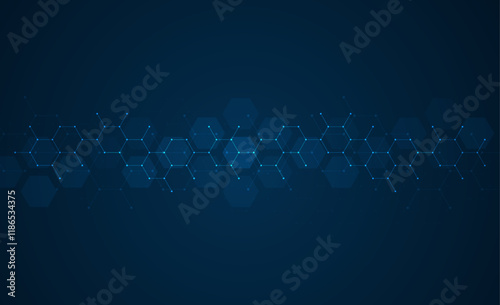 Abstract hexagonal background. Molecular structure and genetic engineering. Innovation technology. Used for design healthcare, science and medicine background