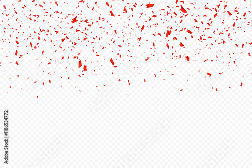 Glittering confetti on a transparent background. Red confetti