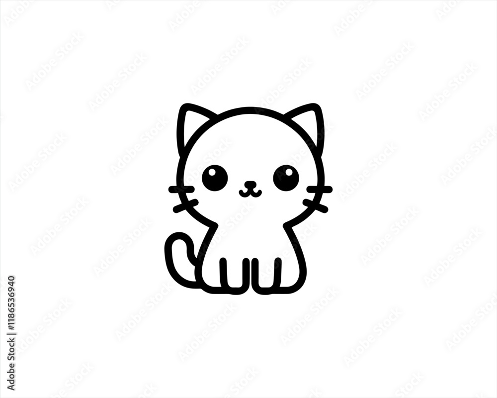 Minimalist Cat line art logo design icon vector illustration. Animal logotype concept. Outline cat logo. Minimalist Cat line art logo design icon vector illustration. Animal logotype concept. Outline cat logo.
