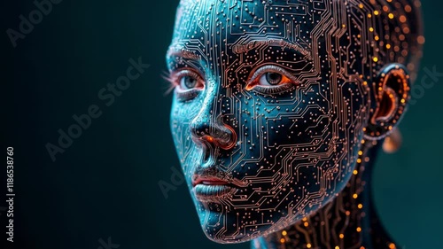 AI Face Futuristic Microchip 