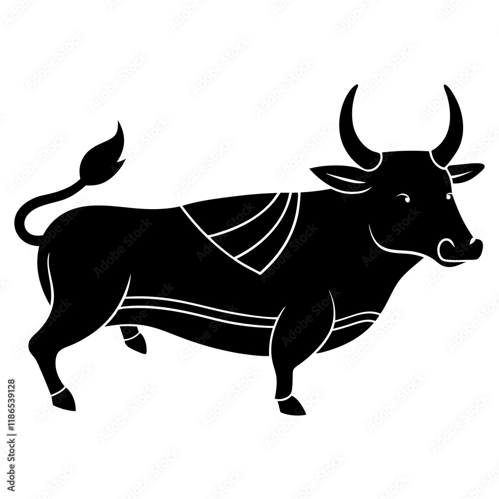 Obraz premium Powerful Bull Silhouette Vector - High-Quality Illustration for Branding and Logos