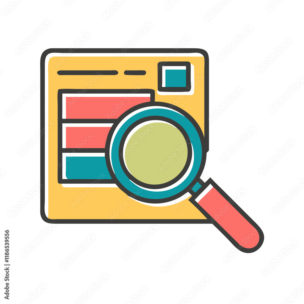 Search and Analysis Icon Vector - High-Quality Illustration for Data and SEO Projects Search and Analysis Icon Vector - High-Quality Illustration for Data and SEO Projects