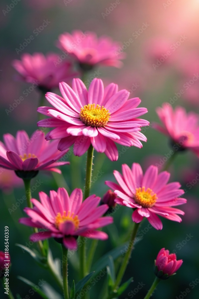 Pink asters filling the air with sweet fragrance, flower, bloom Pink asters filling the air with sweet fragrance, flower, bloom