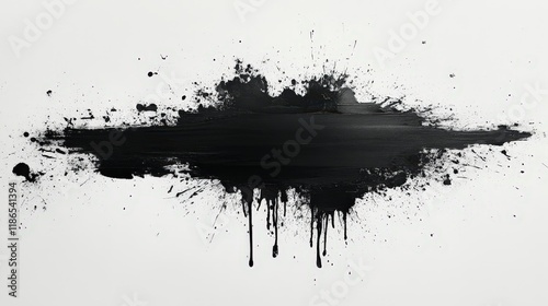 Abstract Black Splatter Art on White Background, Minimalist Design Ideal for Modern Decor and Creative Projects