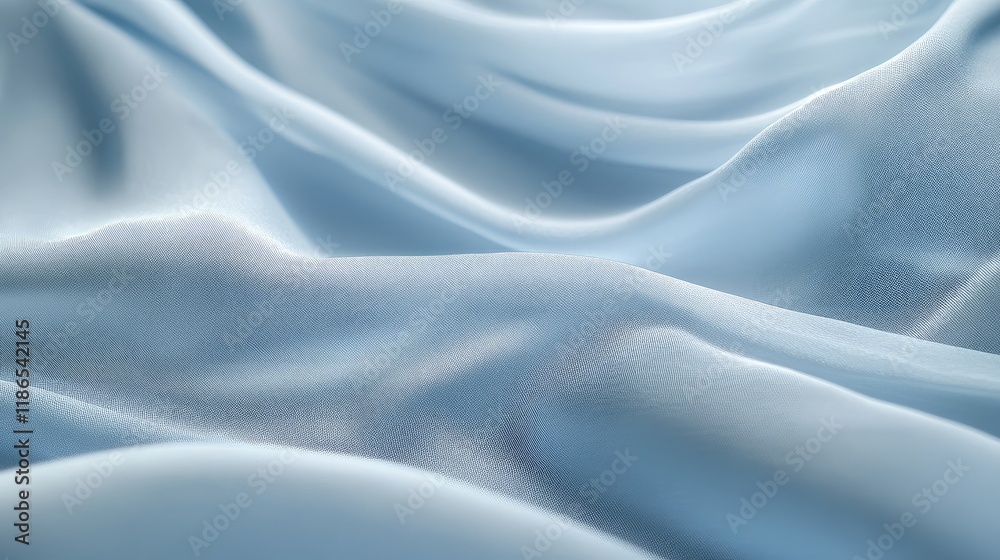 Obraz premium Elegant Soft Blue Fabric Texture with Subtle Stripes and Gentle Flowing Drapery Ideal for Backgrounds and Textile Designs