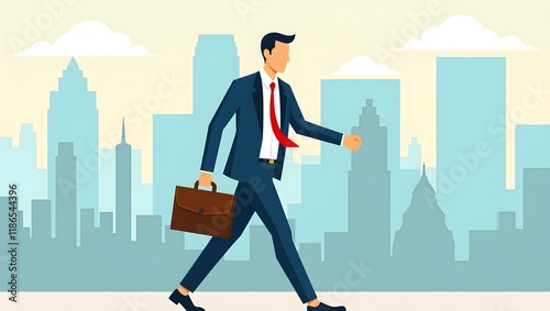 business person with suitcase going on office 