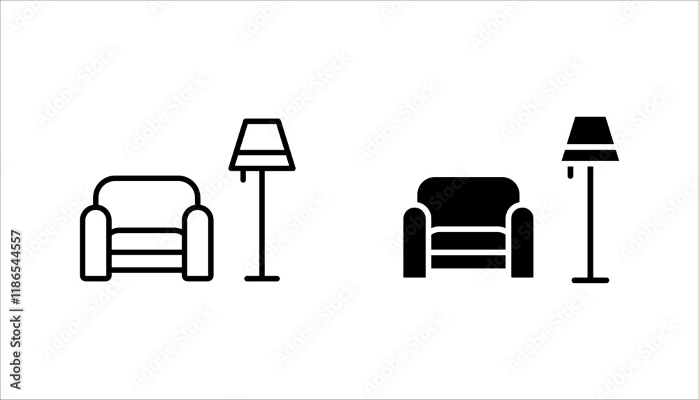 interior icon set, on a white background. interior icon set, on a white background.
