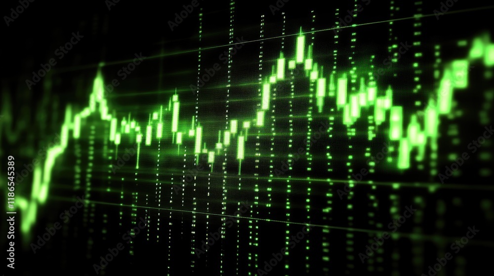 Green Stock Market Indicator Graph with Soft Focus Effect Representing Financial Growth and Economic Trends Green Stock Market Indicator Graph with Soft Focus Effect Representing Financial Growth and Economic Trends