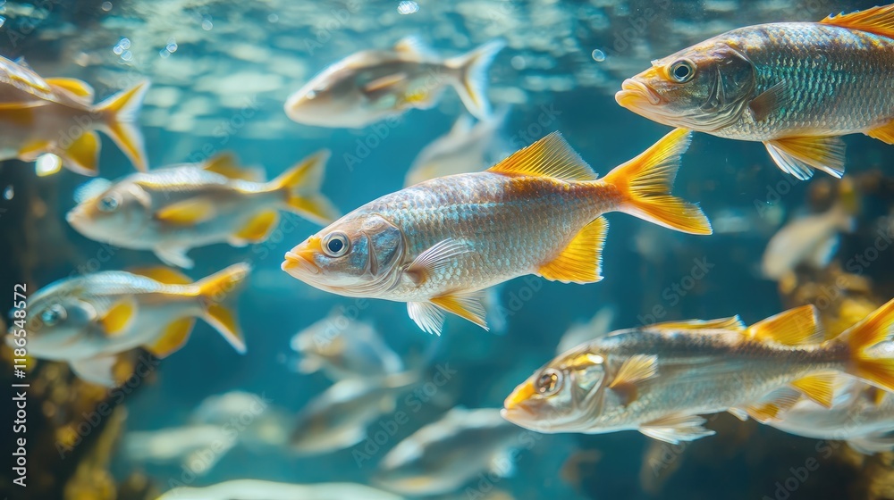 Naklejka premium Innovative Aquaculture Practices Promoting Sustainable Fish Farming and Eco-Friendly Seafood Production