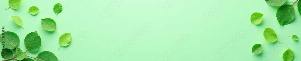 Fresh eucalyptus leaves scattered on a pale mint green background, green, texture, fresh Fresh eucalyptus leaves scattered on a pale mint green background, green, texture, fresh