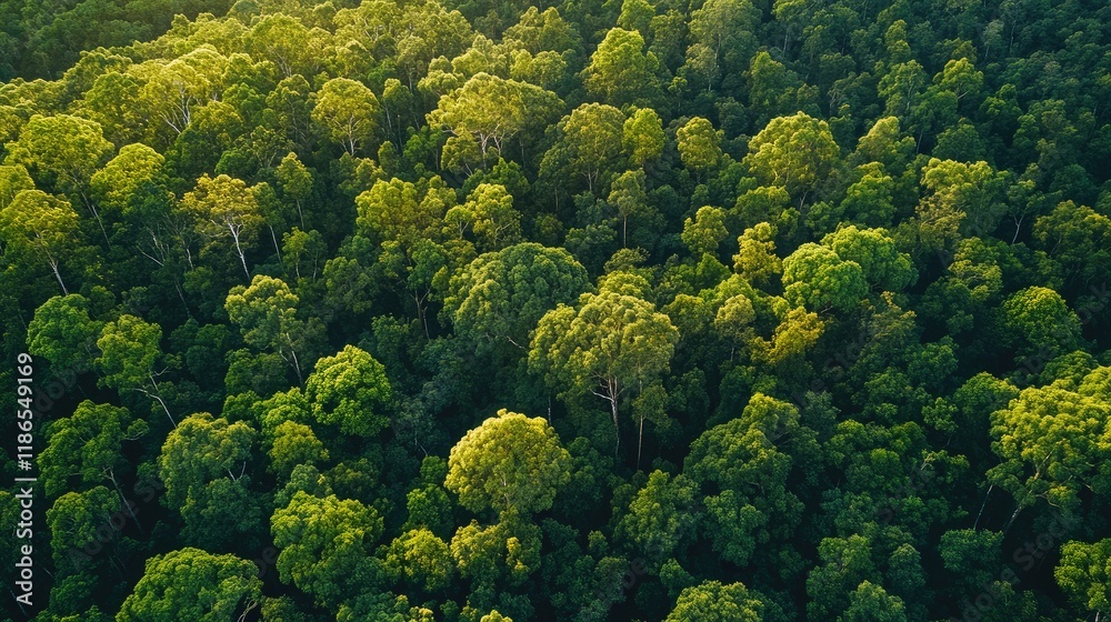 Naklejka premium Aerial view of lush green forest highlighting conservation efforts for wildlife and nature protecting the environment and promoting sustainability