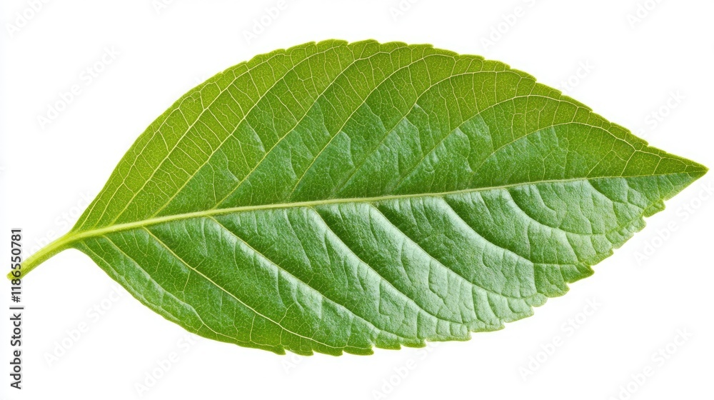 Tropical green leaf isolated on white background ideal for use in design projects and nature-themed graphics Tropical green leaf isolated on white background ideal for use in design projects and nature-themed graphics