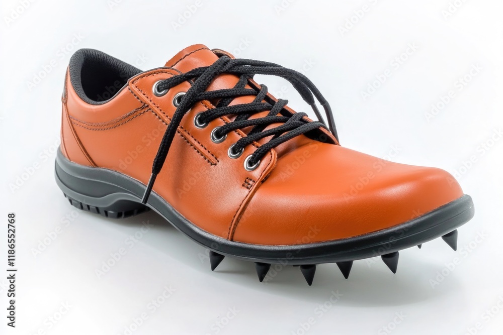 A close-up shot of a shoe with sharp spikes, suitable for action or extreme sports themes A close-up shot of a shoe with sharp spikes, suitable for action or extreme sports themes