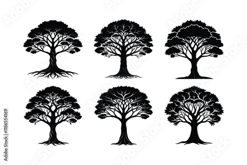 The Tree of Life (Prosopis cineraria) silhouette vector illustration