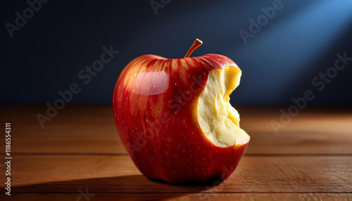 scene with a bitten apple capturing its fresh juicy texture and the delicious appeal of natural fruit