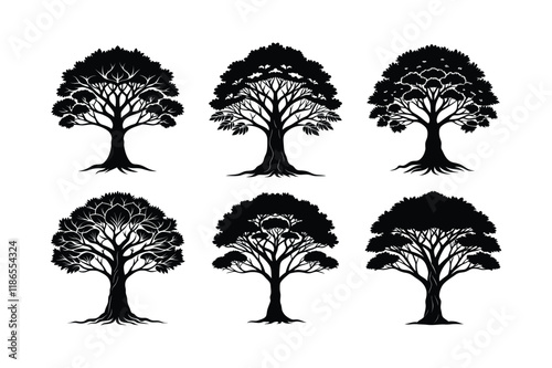 The Tree of Life (Prosopis cineraria) silhouette vector illustration