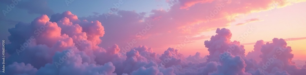 Obraz premium Softly glowing clouds in tropical twilight sky, clouds, pink, sky