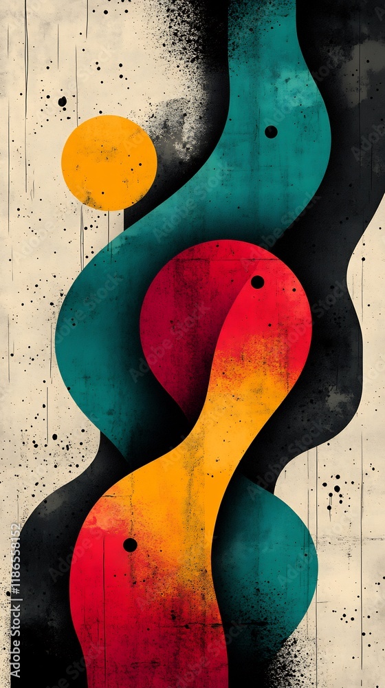 Obraz premium Intricately Swirling Abstract Digital Painting: Vibrant Colors on Textured Canvas. AI Generated