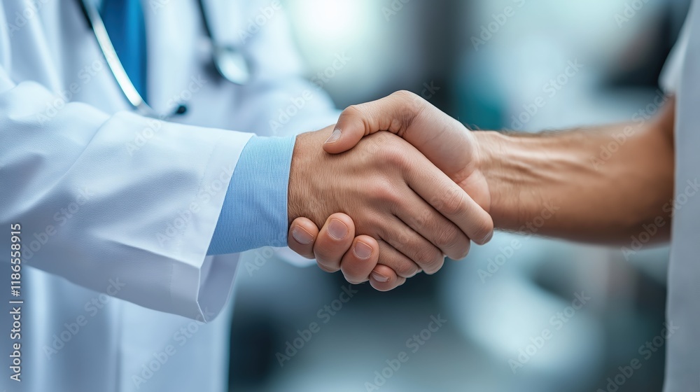 Handshake Between Doctor and Patient in Professional Setting Handshake Between Doctor and Patient in Professional Setting