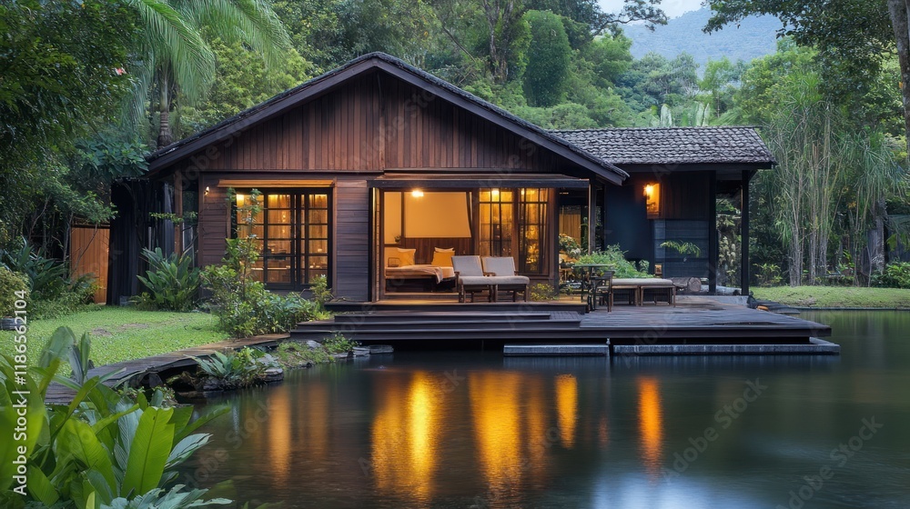 Serene Lakeside Cabin Retreat: Luxurious Getaway in Tropical Paradise Serene Lakeside Cabin Retreat: Luxurious Getaway in Tropical Paradise