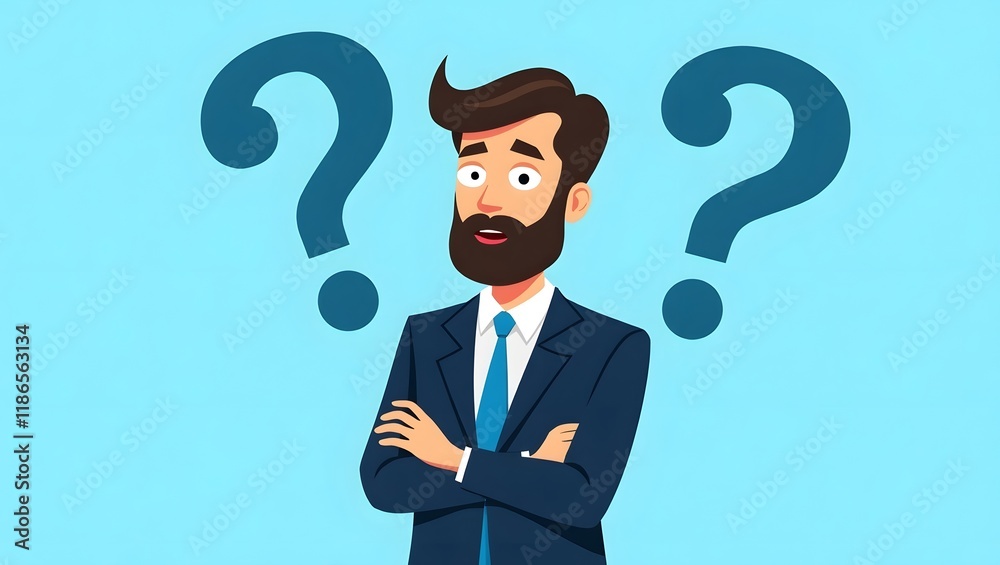 businessman with question mark blue background businessman with question mark blue background