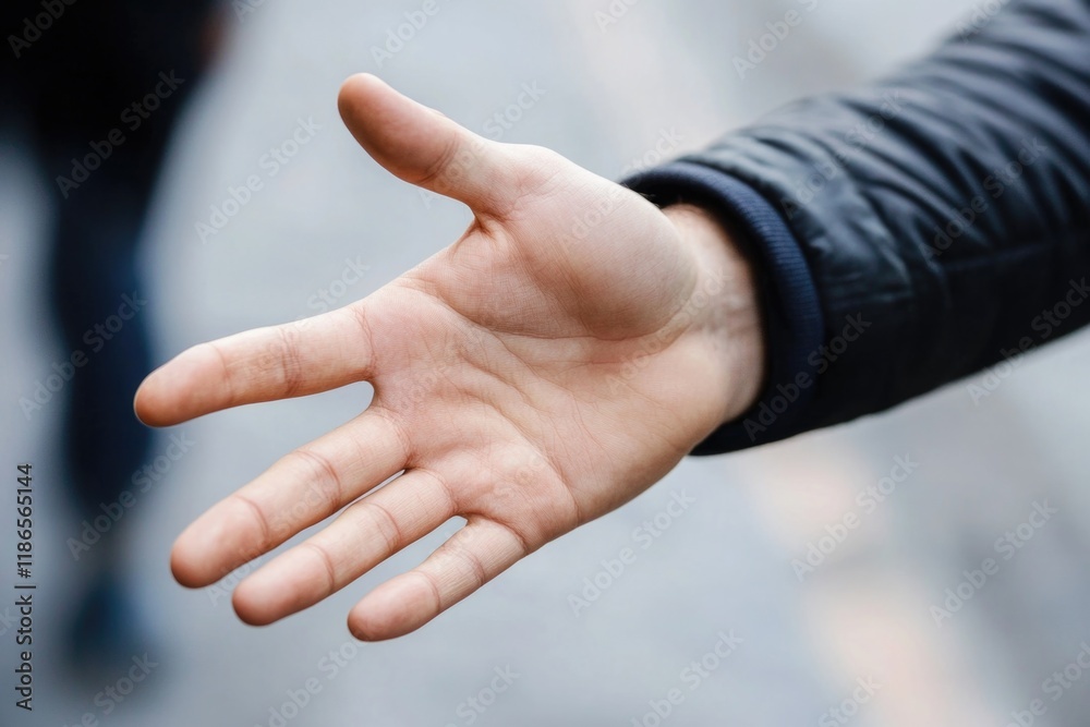 A person extending their hand upwards, possibly waiting for something or someone A person extending their hand upwards, possibly waiting for something or someone