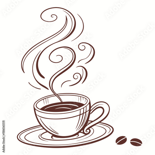  a vector illustration of a hot coffee cup with smoke eps