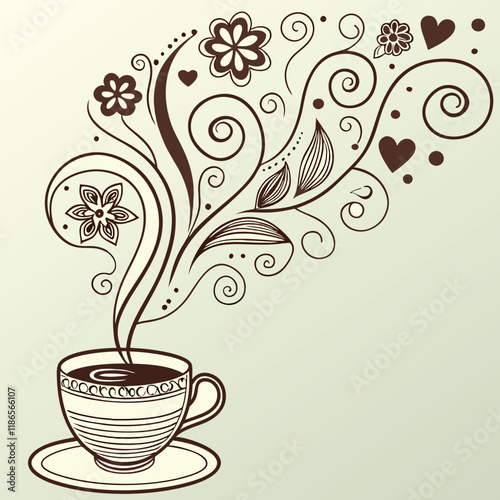 a vector illustration of a steaming cup of coffee eps