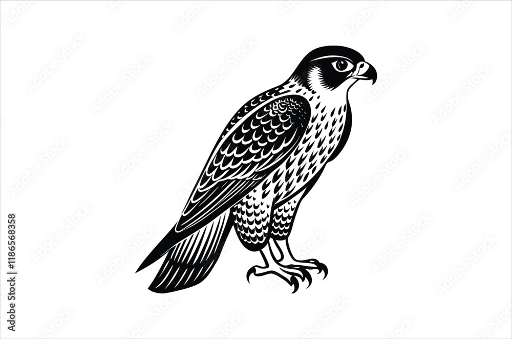 Fototapeta premium falcon vector, icon vector illustration, falcon silhouette of a falcon isolated on a white background, eps, png, svg, vector,